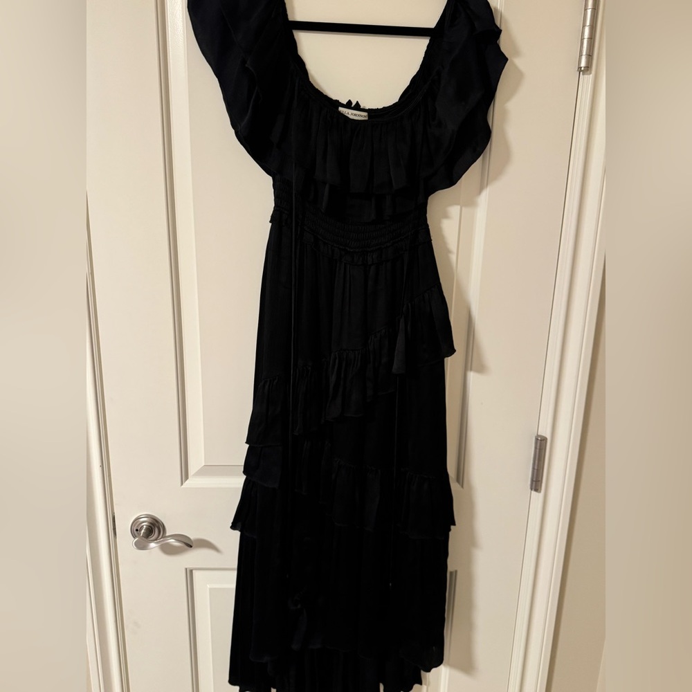 Ulla Johnson Silk Black Ruffled Dress